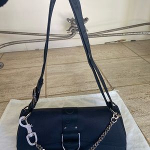 Vintage Dior hardcore jersey black bag with rhinestone crystal metal